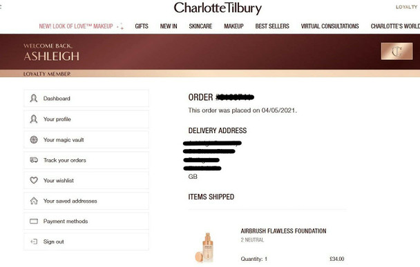 Charlotte Tilbury Airbrush Flawless Longwear Foundation 5 Neutral 1 oz Full Size