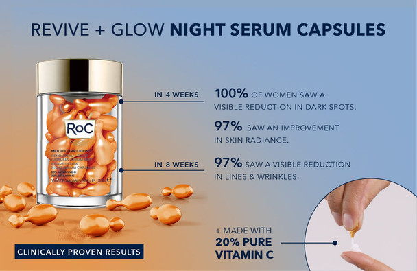 Roc MULTI CORREXION Revive + Glow Vitamin C Night Serum Capsules