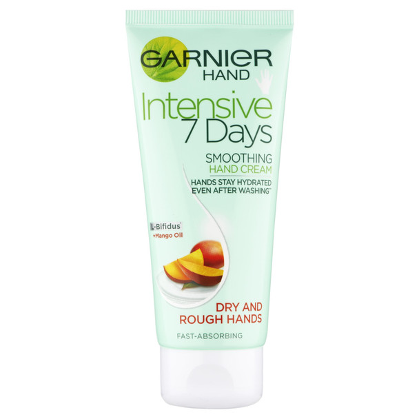 Garnier Intensive 7 Days Mango Oil & Probiotic Extract Hand Cream 100 ml, Leaves Skin Soft & Smooth, For Dry Rough Hands, Fast Absorbing & Non Greasy