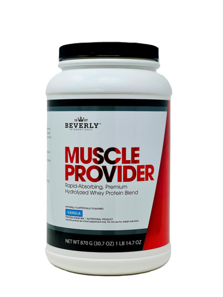 Beverly International Muscle Provider 30 Servings Vanilla. Super-Fast-Absorbing Whey Protein Powder for Recovery Lean Muscle. Fills Your Muscles not Your Stomach. Tastes Like Ice Cream