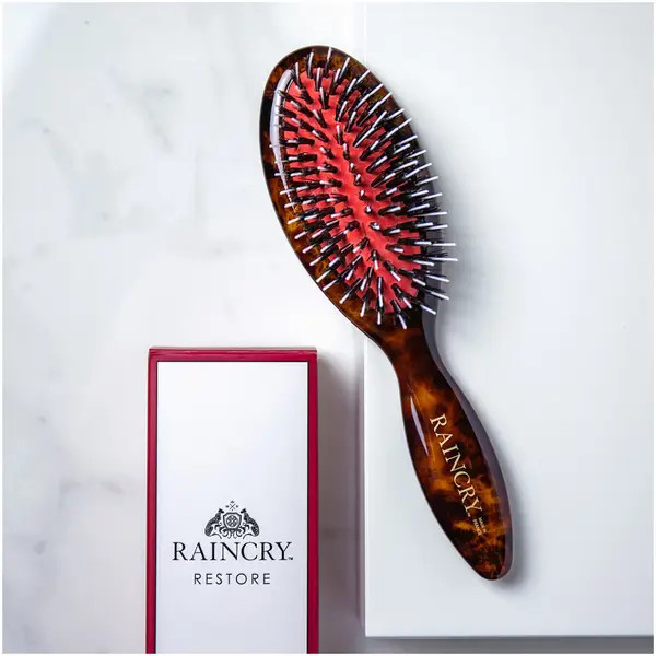 RAINCRY Restore Travel Reinforced Natural Bristle Paddle Brush