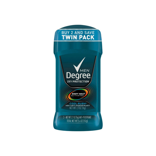 Degree Cool Rush Dry Protection Antiperspirant Deodorant Stick 2.7 oz, Twin Pack