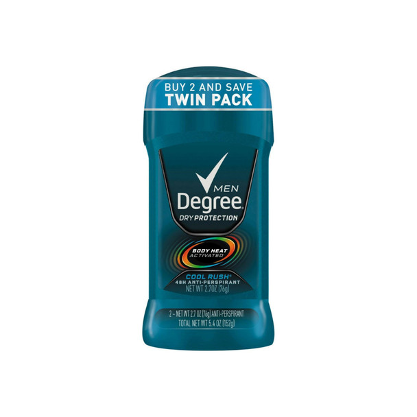 Degree Cool Rush Dry Protection Antiperspirant Deodorant Stick 2.7 oz, Twin Pack