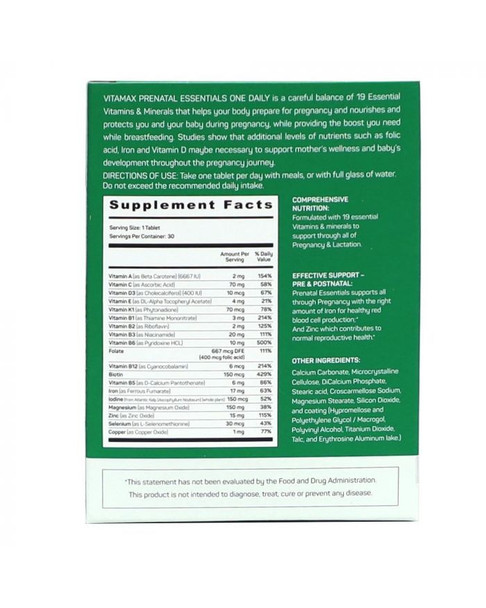 Vitamax Prenatal Essentials One Daily Tablets 30s