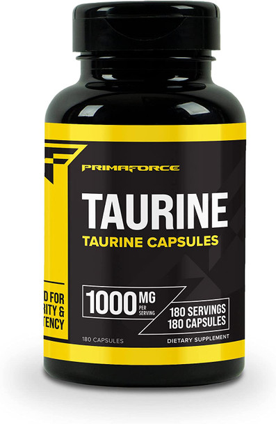 Primaforce Taurine 1000mg Capsules 180 Caps NonGMO  Gluten Free Supplement