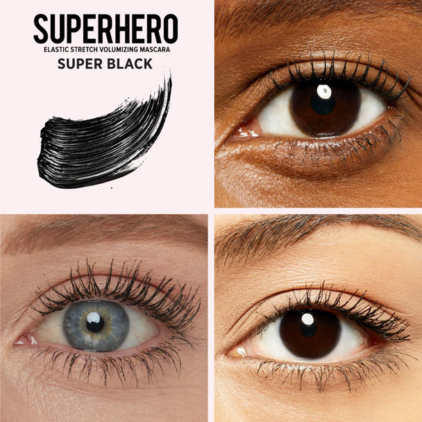 IT Cosmetics Superhero Mascara Super Black  Elastic Stretch Volumizing  Lengthening Mascara  Lifts Separates  Conditions Lashes  With Collagen Biotin  Peptides  0.3 fl oz