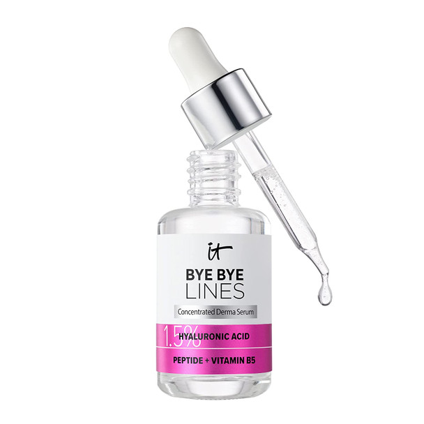 IT Cosmetics Bye Bye Lines 1.5 Hyaluronic Acid Serum  Visibly Plumps Skin  Smooths Fine Lines In 2 Weeks  With Peptide  Vitamin B5  For All Skin Types  Vegan Formula  1 fl oz