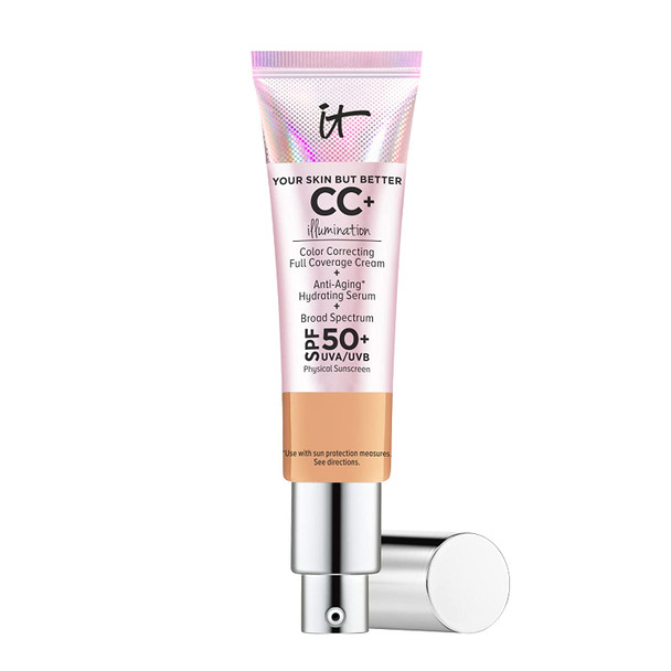 IT Cosmetics Your Skin But Better CC Cream Illumination Neutral Tan N  Color Correcting Cream FullCoverage Foundation Hydrating Serum  SPF 50 Sunscreen  Radiant Finish  1.08 fl oz