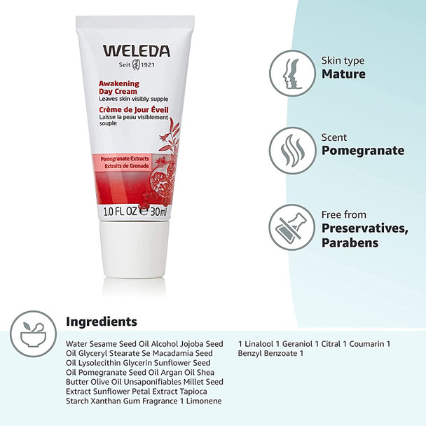 Weleda Awakening Day and Night Face Cream Set 1 Fluid Ounce Pack of 2 Plant Rich Moisturizer with Pomegranate Extract and Argan Oils