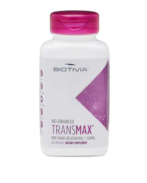 Transmax. 500mg of 98% Trans-resveratrol + Polydatin  60 Capsules