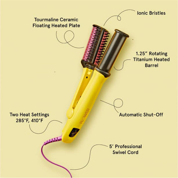 Flower Beauty Titanium Revolving Styling Iron  Professional Styling Tool to Straighten or Wave Hair While Reducing Frizz  Customizable Heat Settings  For All Hair Types