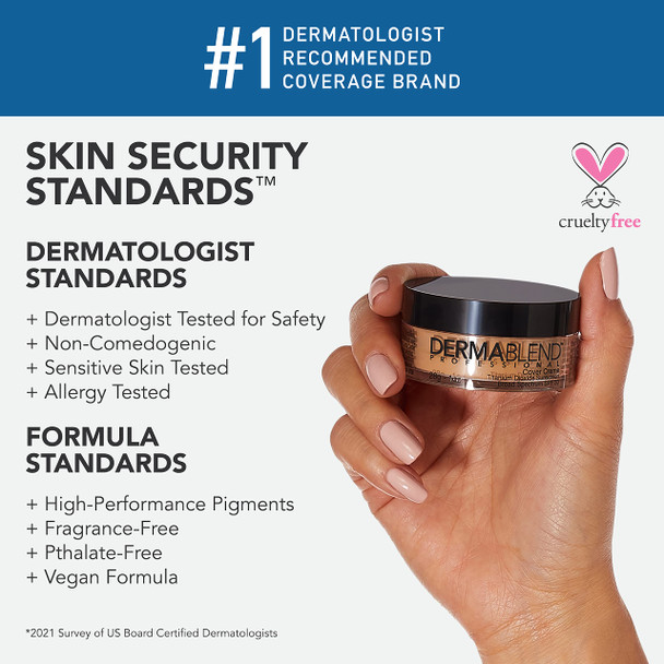 Dermablend Cover Creme Full Coverage Cream Foundation with SPF 30 Hydrating Concealer Makeup with Velvetey Finish