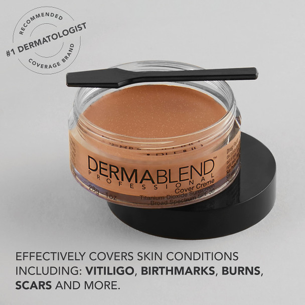 Dermablend Cover Creme Full Coverage Cream Foundation with SPF 30 Hydrating Concealer Makeup with Velvetey Finish