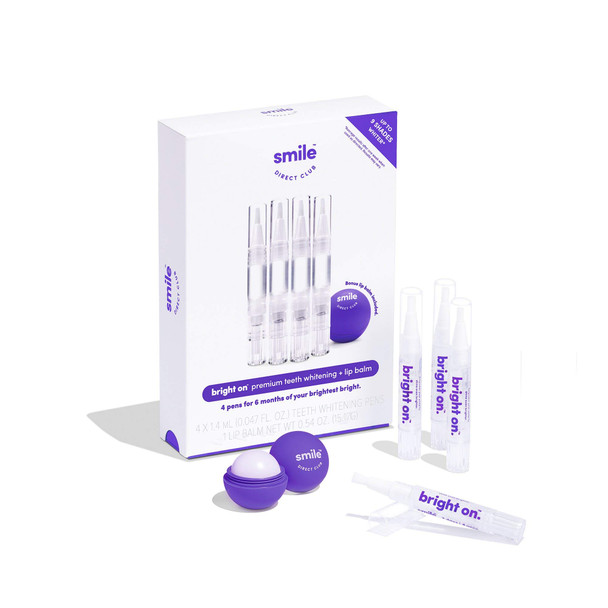 SmileDirectClub Teeth Whitening Kit with Lip Balm  4 Pack 1.4ml Gel Pens  Professional Strength Hydrogen Peroxide