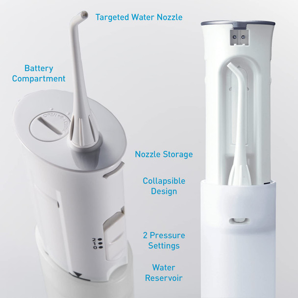 Panasonic Portable Water Flosser 2Speed BatteryOperated Oral Irrigator with Collapsible Design for Travel EWDJ10W White