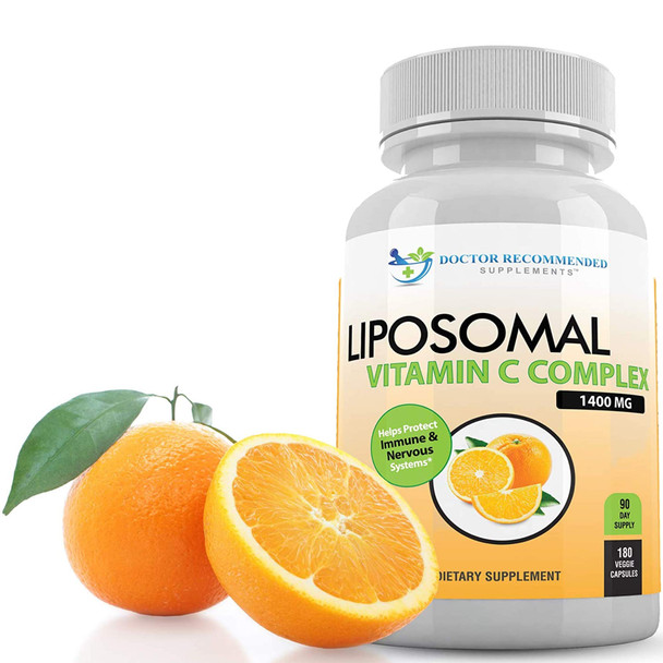 Liposomal Vitamin C 1600mg Per Serving  180 Veggie Capsules High Absorption Ascorbic Acid LypoSpheric Vitamin C Complex Immune Support Supplement with Powerful Antioxidants and Collagen Booster