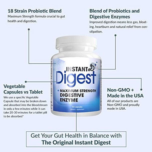 Instant Digest Maximum Strength Digestive Enzymes 60 Capsules