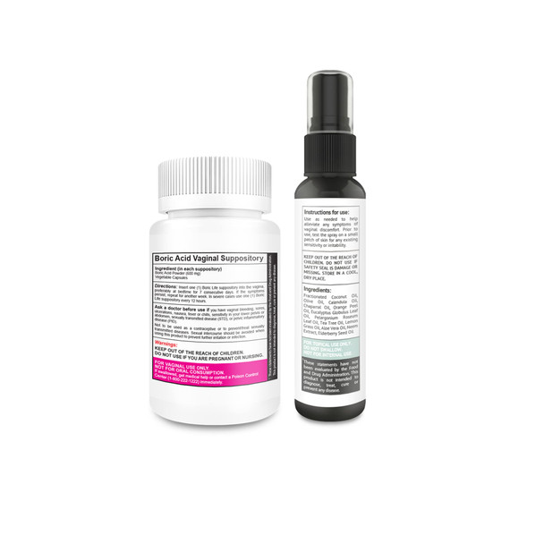 NutraBlast Boric Acid Vaginal Suppositories 600mg 30 Count w/ Intimist Essential Oils Blend Spray 2 fl oz