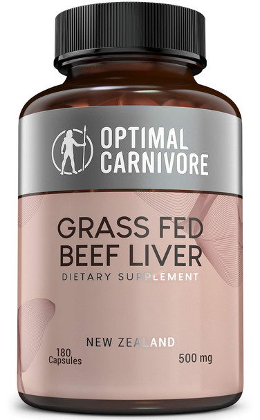 Optimal Carnivore Grass Fed Beef Liver Capsules Desiccated Beef Liver Supplement Ancestral Superfood from New Zealand 180 Pills