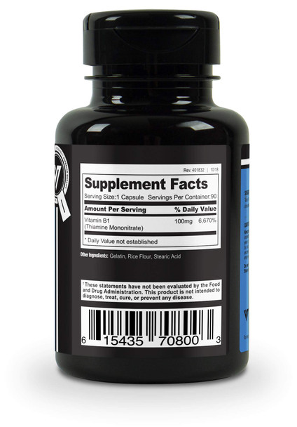 VitaDirect Premium Vitamin B1 100mg 90 Capsules  Vitamin B1 Thiamine Supplement