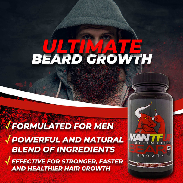 Dynamism Labs MANTFUP Ultimate Beard Growth  Grow All Facial Hair Types Stronger Faster  Healthier with Biotin  Collagen  Nourish and Hydrate Skin  Made in USA 1 Month Supply 60 Capsules