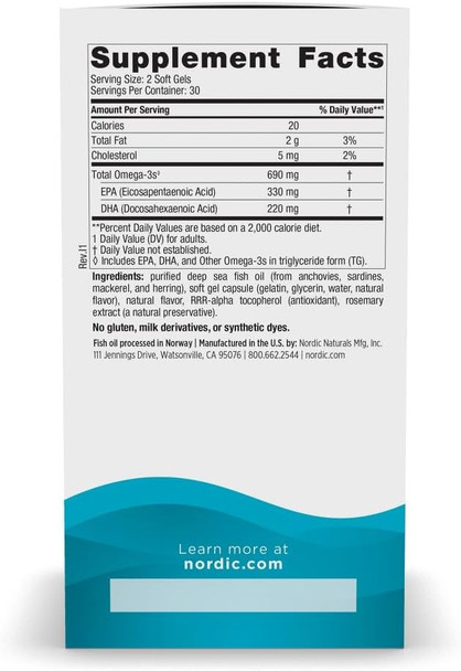 Nordic Naturals 690 mg Omega 3  60 Softgels
