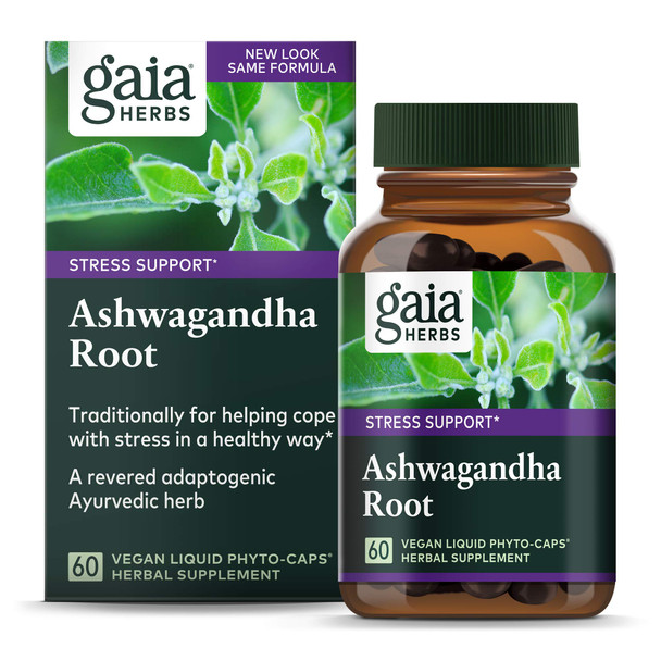 Gaia Herbs Ashwagandha Root Vegan Liquid Capsules, 60 Count