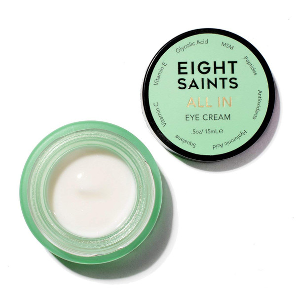 Eight Saints All In Eye Cream Natural and Organic Anti Aging Under Eye Cream to Reduce Puffiness Wrinkles and Under Eye Bags Dark Circle Under Eye Treatment .5 Ounce