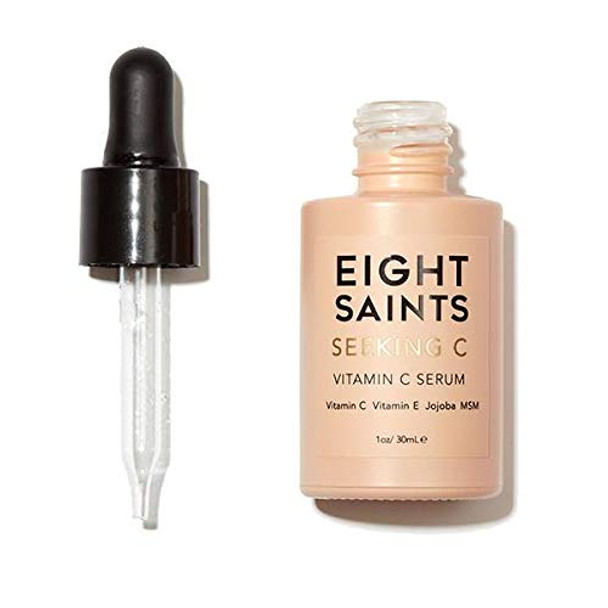 Eight Saints Vitamin C Serum For Face Anti Aging Face Serum Hyaluronic Acid Vitamin E Organic Aloe Vera and Jojoba Oil Hydrating  Brightening Serum for Dark Spots Fine Lines and Wrinkles 1 oz