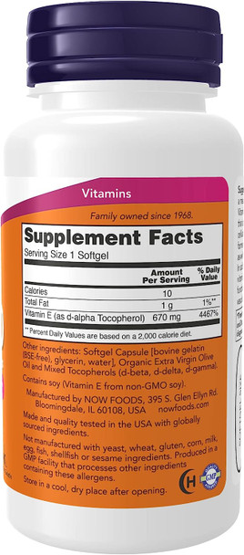 Now Foods E-1000 with Mixed Tocopherols 50 Softgels