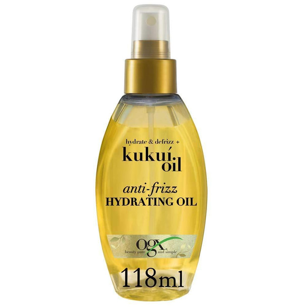 OGX Hydrate & Defrizz + Kukui Oil Anti-Frizz Hydrating Oil, 4 Ounce