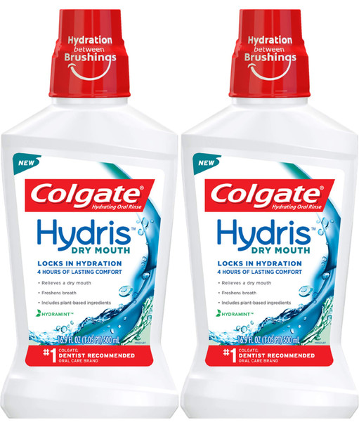 Colgate Hydris Dry Mouth Mouthwash - 500mL, 16.9 fluid ounce, 2 Pack