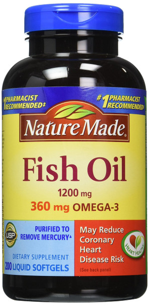 Nature Made Fish Oil 360 mg Omega-3 - 200 Softgels-1656679352