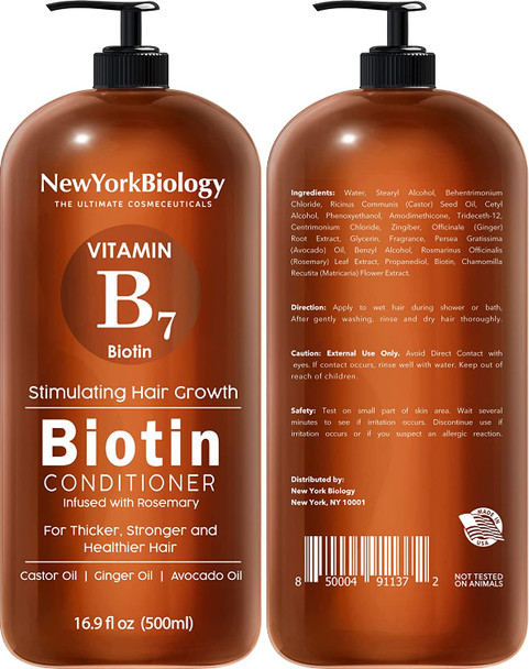 New York Biology Biotin Shampoo and Conditioner Set for Hair Growth and Thinning Hair  Thickening Formula for Hair Loss Treatment  For Men  Women  Anti Dandruff  16.9 fl Oz