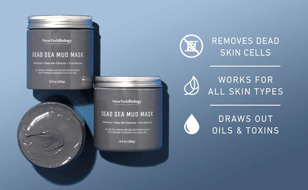 New York Biology Dead Sea Mud Mask for Face and Body with Aloe Vera Gel for Skin Face and Hair  Spa Quality Pore Reducer for Acne Blackheads and Oily Skin
