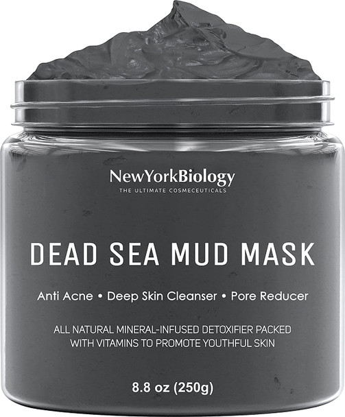 New York Biology Dead Sea Mud Mask for Face and Body  Spa Quality Pore Reducer for Acne Blackheads and Oily Skin Natural Skincare for Women Men  Tightens Skin for A Healthier Complexion  8.8 oz