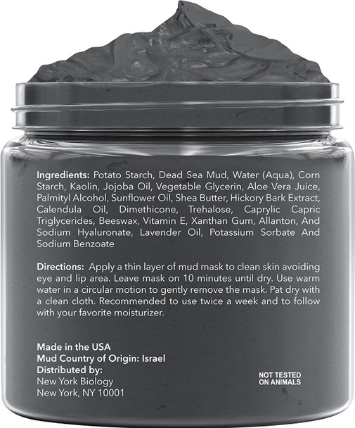 New York Biology Dead Sea Mud Mask for Face and Body  Spa Quality Pore Reducer for Acne Blackheads and Oily Skin Natural Skincare for Women Men  Tightens Skin for A Healthier Complexion  8.8 oz