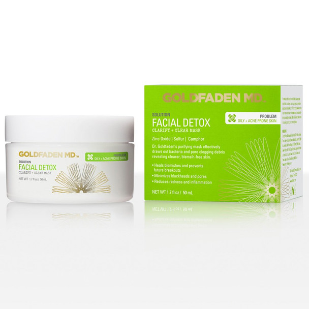 GOLDFADEN MD Facial Detox Mask  Clarifying Face Mask w/Zinc Oxide Sulfur Salicylic Acid  Grapefruit  Purifying Deep Clean  Minimizes the Appearance of Redness Blackheads  Pores 1.7 ﬂ oz