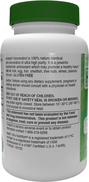 Health Thru Nutrition Resvida Resveratrol Softgels 100mg Pack of 60