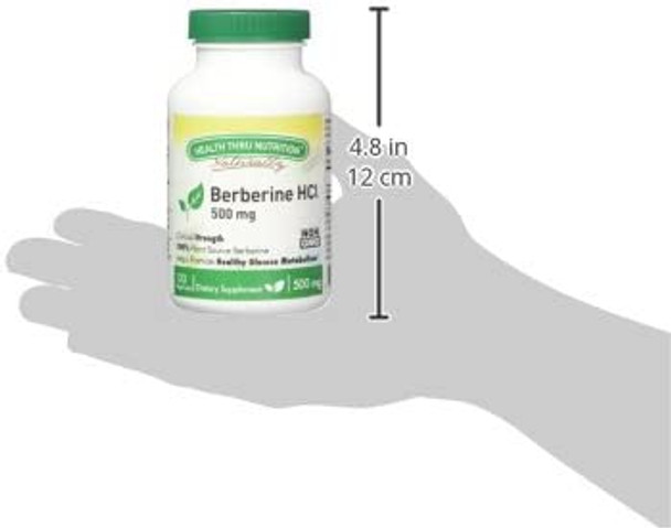 Health Thru Nutrition Berberine HCL 500Mg VegeCapsules NonGMO 120 Count