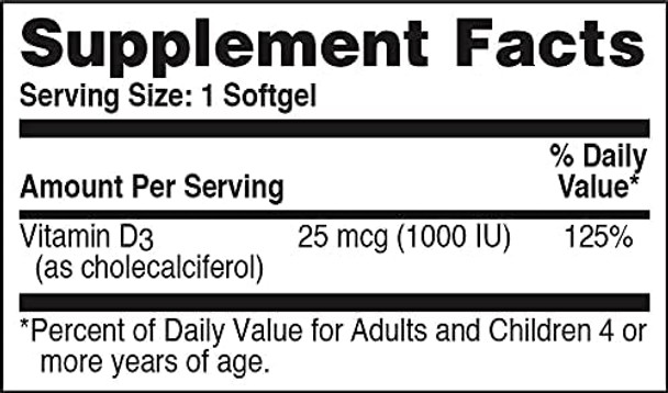 Health Thru Nutrition Vitamin D3 Softgels 1000iu Pack of 360