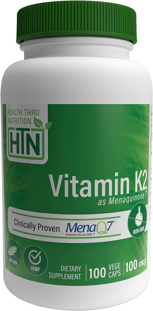 Health Thru Nutrition Vitamin K2 100mcg as MenaQ7® 100 Vegecaps