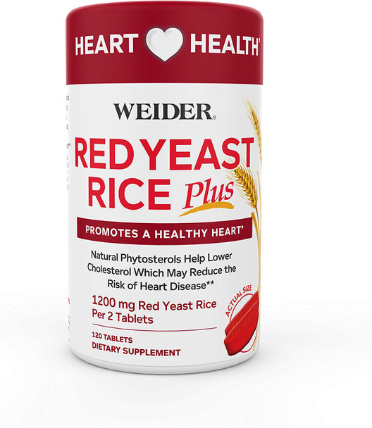 Weider Red Yeast Rice Plus with Phytosterols 1200 mg per 2 Tablets  180 Tablets