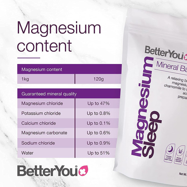 BetterYou Pure and Clean Bath Magnesium Flakes Bath Salts for Sleep, 47% Concentration, 35 Ounce