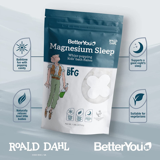 Magnesium Sleep Whizz-Popping Kids' Bath Flakes | Pure Zechstein Magnesium Chloride | Aids Relaxation Before Bedtime| Made by BetterYou in Collaboration with The Roald Dahl Story Company