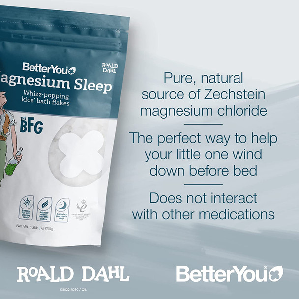 Magnesium Sleep Whizz-Popping Kids' Bath Flakes | Pure Zechstein Magnesium Chloride | Aids Relaxation Before Bedtime| Made by BetterYou in Collaboration with The Roald Dahl Story Company