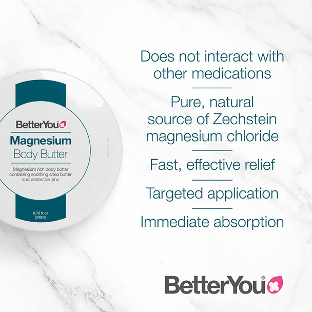 BetterYou Natural Magnesium Body Butter, 6.76 Ounce, 15% Concentration