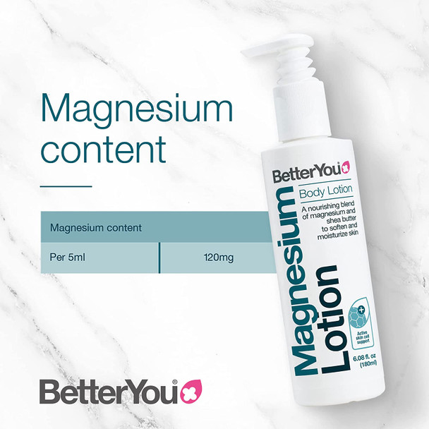 BetterYou Natural Magnesium Lotion for Skin Health, 6.09 Fl Ounce