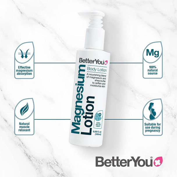 BetterYou Natural Magnesium Lotion for Skin Health, 6.09 Fl Ounce