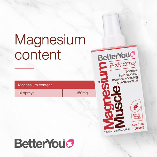 BetterYou Magnesium Oil Spray for Muscles, 3.38 Fl Ounce